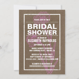 Invitations de douches nuptiales roses et Brown
