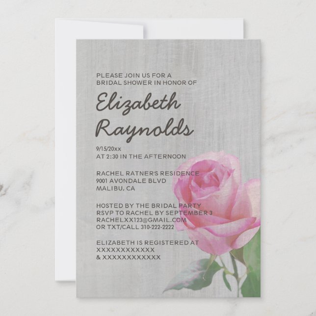 Invitations de douches nuptiales Roses Vintages (Devant)