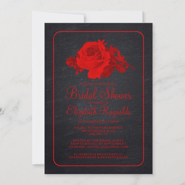 Invitations de douches nuptiales rousses à fleurs (Devant)