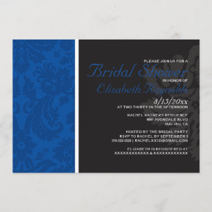 Invitations de douches nuptiales Royal Blue Damask