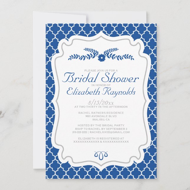 Invitations de douches nuptiales Royal Blue Quatre (Devant)
