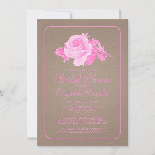 Invitations de douches nuptiales russes Brown et f (Devant)
