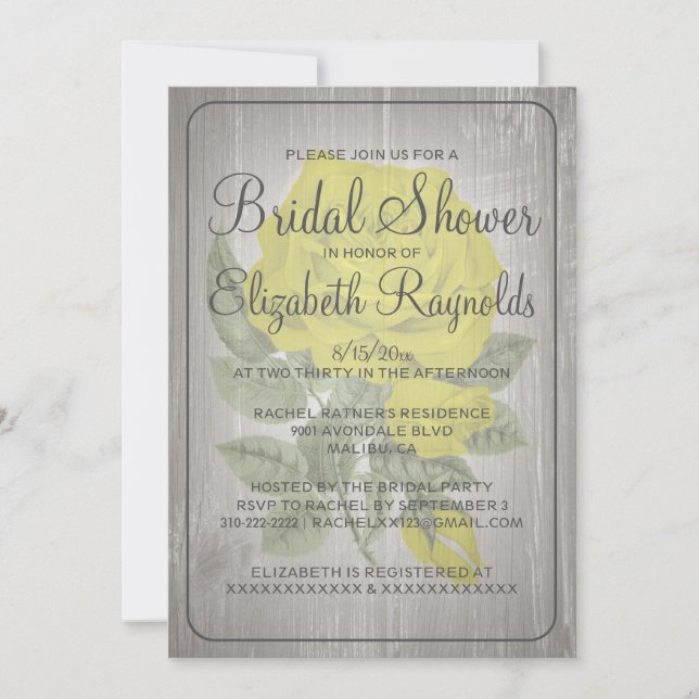 Invitations de douches nuptiales russes jaunes (Devant)