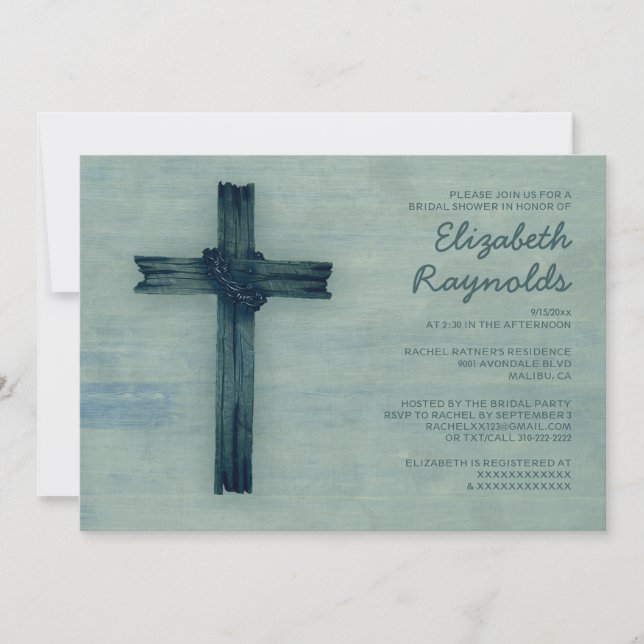 Invitations de douches nuptiales Rustic Iron Cross (Devant)