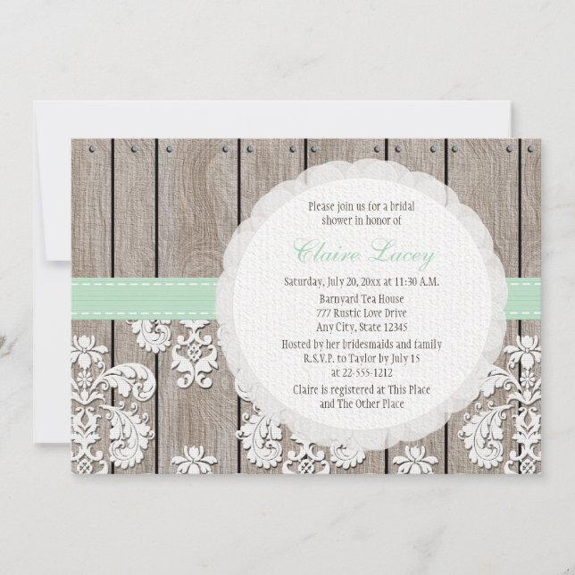 Invitations de douches nuptiales rustiques en dent (Devant)