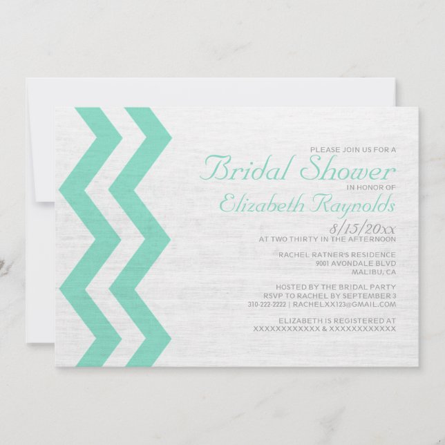 Invitations de douches nuptiales rustiques Zigzag (Devant)