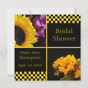 Invitations de douches nuptiales Sunflower & Check