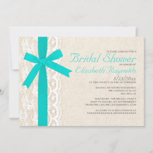 Invitations de douches nuptiales Turquoise Bow & L