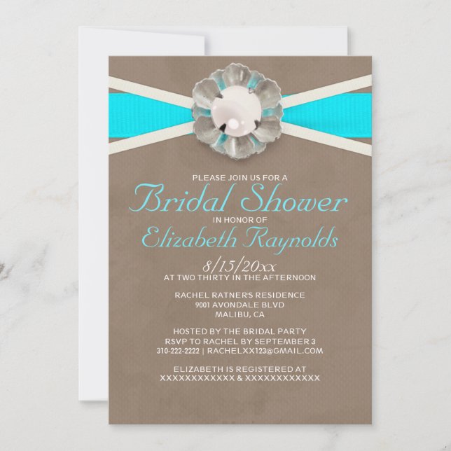 Invitations de douches nuptiales Vintages Pearls (Devant)
