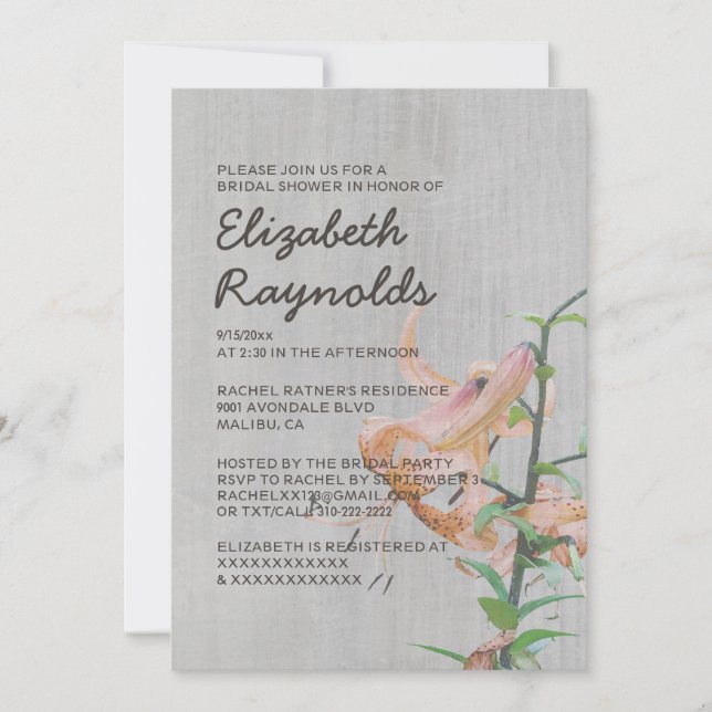 Invitations de douches nuptiales Vintages Tiger Li (Devant)