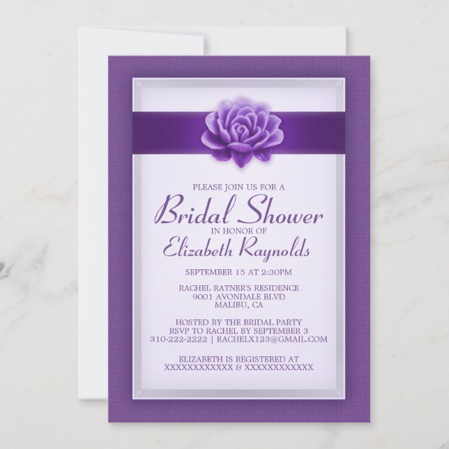 Invitations de douches nuptiales violettes (Devant)