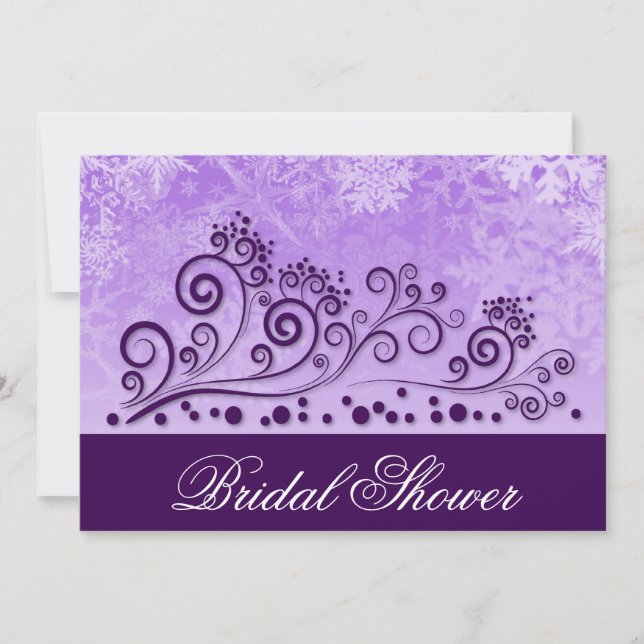 Invitations de douches nuptiales violettes hiverna (Devant)