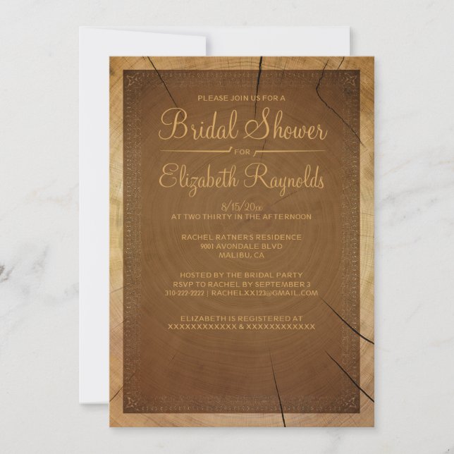 Invitations de douches nuptiales Western Tree Ring (Devant)