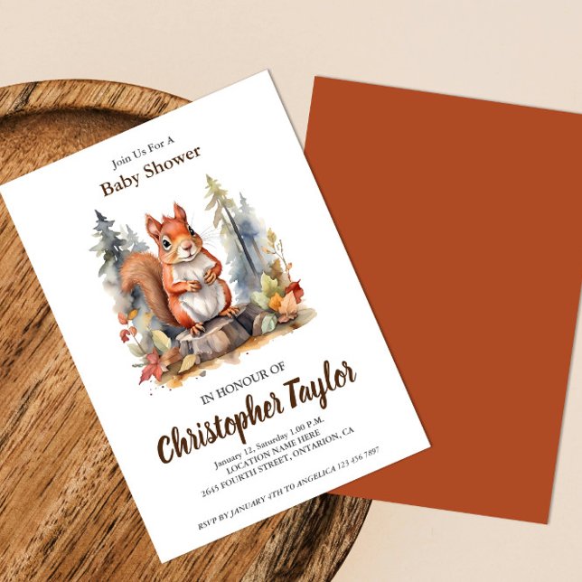 Invitations de douches pour bébé écureuil (Créateur téléchargé)