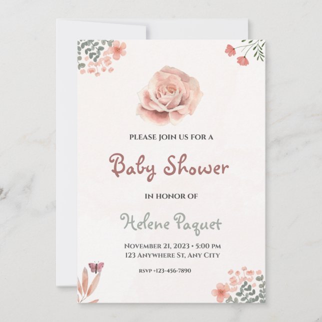 Invitations de douches pour bébé fleur sauvage (Devant)