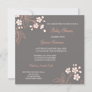 Invitations de douches pour bébés à base de corail