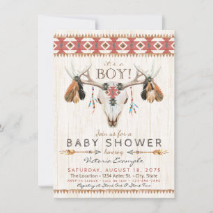 Invitations de douches pour bébés à crânes tribaux