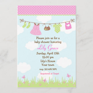 Invitations de douches pour bébés à la ligne de vê