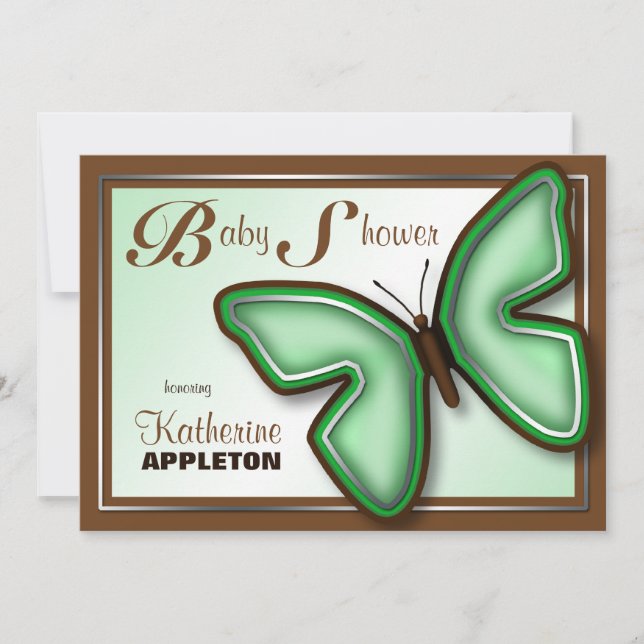Invitations de douches pour bébés à papillon Brown (Devant)