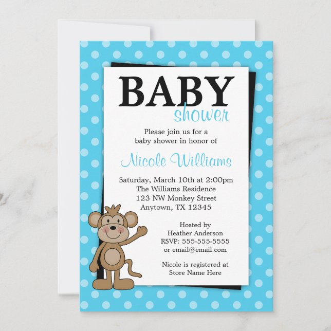 Invitations de douches pour bébés au dindon Polka  (Devant)