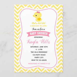 Invitations de douches pour bébés canards (Chevron
