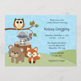 Invitations de douches pour bébés dans la forêt de