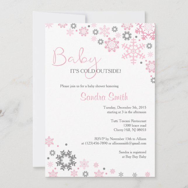 Invitations de douches pour bébés dans le flocon d (Devant)