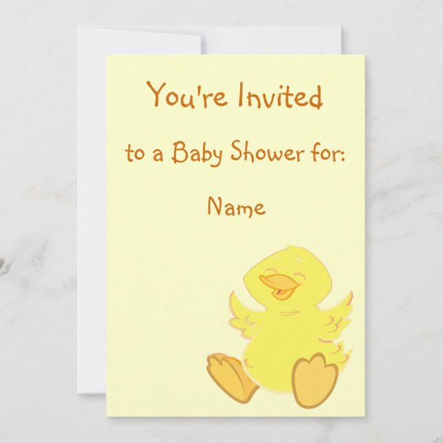 Invitations de douches pour bébés de canard heureu (Devant)