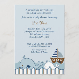 Invitations de douches pour bébés de petite balein