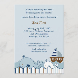 Invitations de douches pour bébés de petite balein