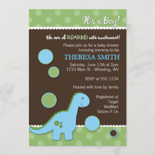 Invitations de douches pour bébés Dinosaur