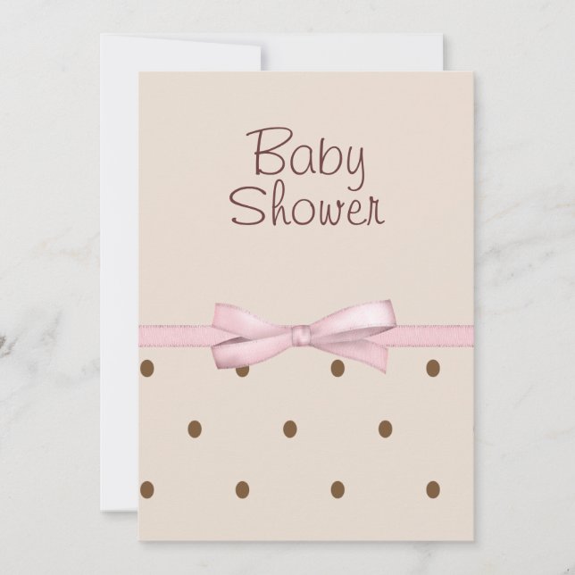 Invitations de douches pour bébés Dots Brown (Devant)