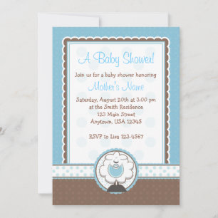 Invitations de douches pour bébés en bleu et Brown
