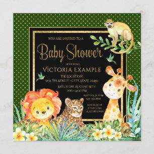 Invitations de douches pour bébés Jungle Safari