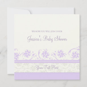 Invitations de douches pour bébés Lilac White Flor