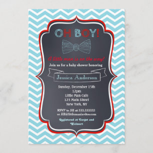 Invitations de douches pour bébés Little Man Bowti