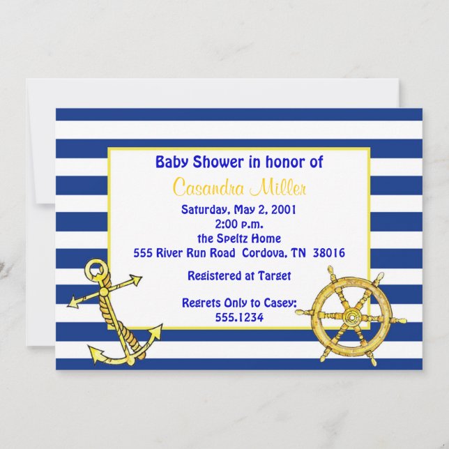 Invitations de douches pour bébés nautiques (Devant)