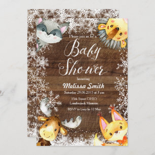 Invitations de douches pour bébés Noël Rustic Wood