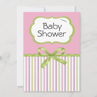 Invitations de douches pour bébés Pastel Stripes