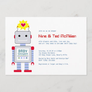 Invitations de douches pour bébés robots, 5x7
