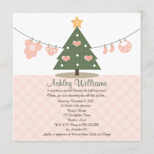 Invitations de douches pour bébés roses de Noël
