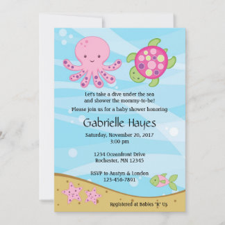 Invitations de douches pour bébés roses sous la me