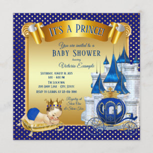 Invitations de douches pour bébés Royal Blue Gold