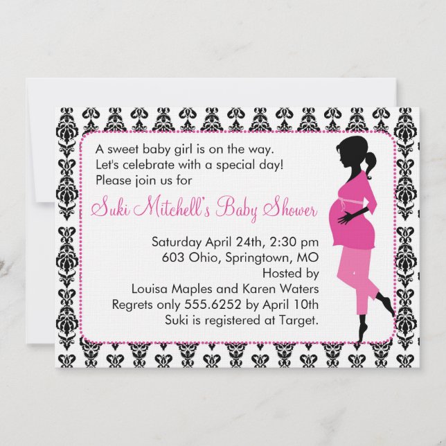 Invitations de douches pour bébés Silhouette (Devant)