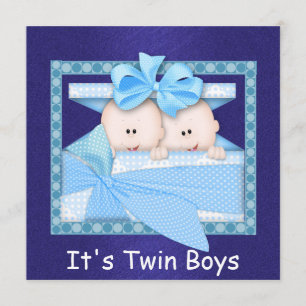 Invitations de douches pour bébés Twin BOYS