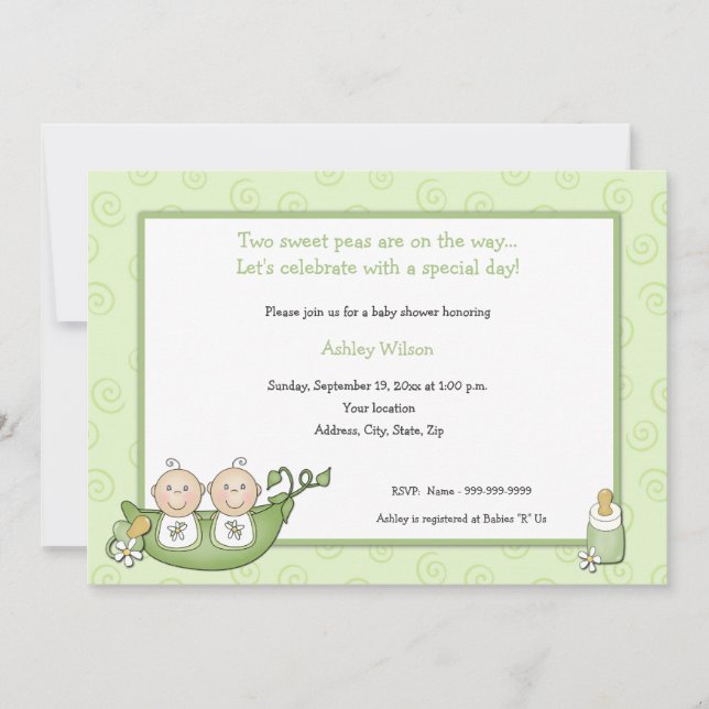 Invitations de douches pour bébés Twins (Devant)
