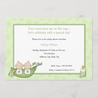 Invitations de douches pour bébés Twins