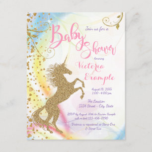 Invitations de douches pour bébés Unicorn