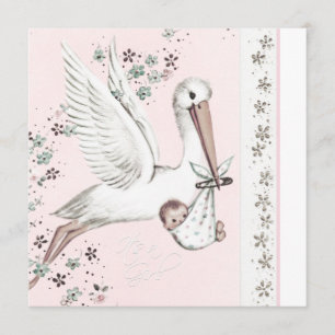 Invitations de douches pour bébés Vintages en cigo