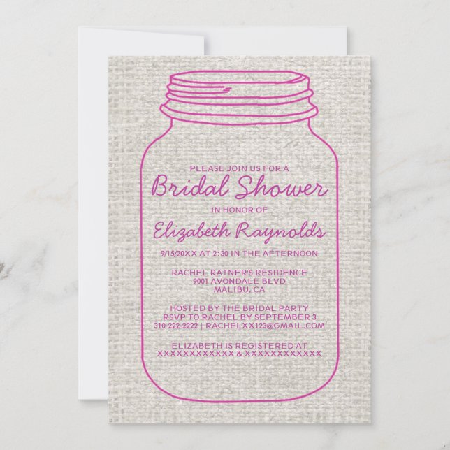 Invitations de douches pour mariées à Fuchsia Rust (Devant)